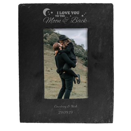 Personalised Slate Frame - Moon & Back