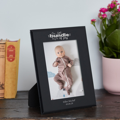 Personalised Black Glass Frame - Bundle Of Joy