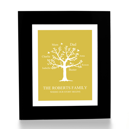 Personalised Family Tree Print - Yellow