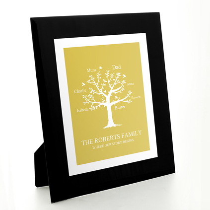 Personalised Family Tree Print - Yellow
