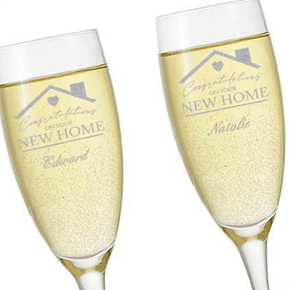 Personalised Champagne Flute Pair - New Home