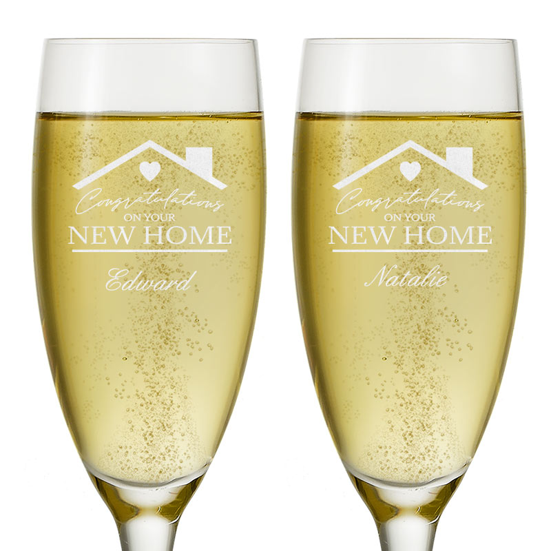 Personalised Champagne Flute Pair - New Home