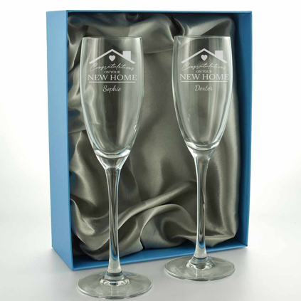 Personalised Champagne Flute Pair - New Home