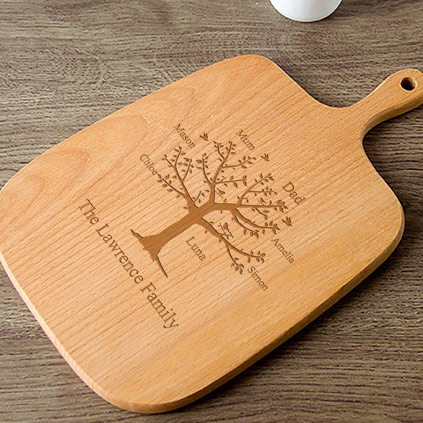 Personalised Handled Chopping Board - Family Tree