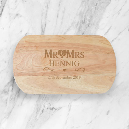 Personalised Mr And Mrs Rectangular Cheeseboard Set