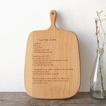Personalised Handled Chopping Board - Handwritten Recipe