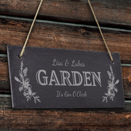 Personalised Garden Hanging Slate Sign