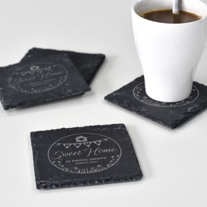 Personalised Slate Coaster Set - Home Sweet Home