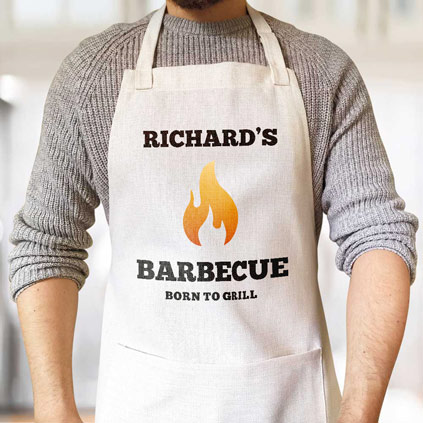 Personalised Apron - BBQ Flame Any Name And Message