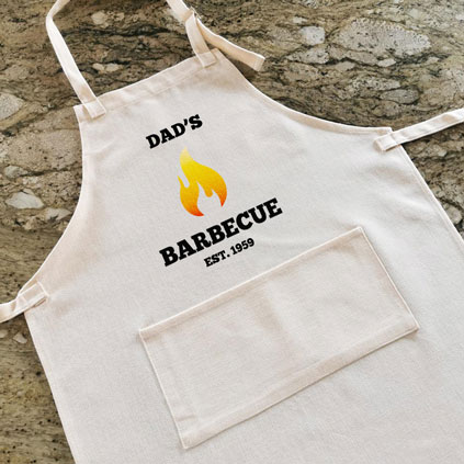 Personalised Apron - BBQ Flame Any Name And Message
