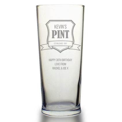 Personalised Pint Glass - Established Crest
