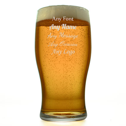 Personalised Tulip Pint Glass Any Font Any Occasion