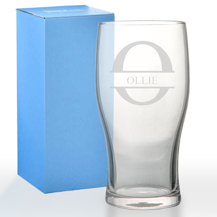 Personalised Tulip Pint Glass - Initial And Name