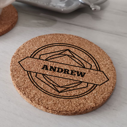 Personalised Geometric Cork Coaster Any Name