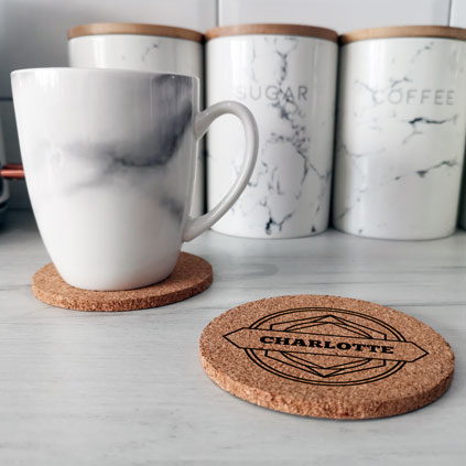 Personalised Geometric Cork Coaster Any Name