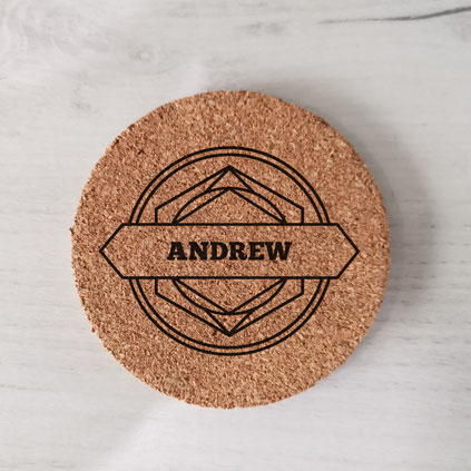 Personalised Geometric Cork Coaster Any Name