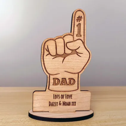 Personalised Number 1 Dad Wooden Keepsake Gift
