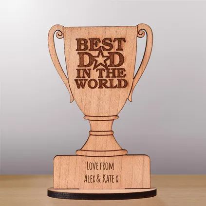 Personalised Best Dad Wooden Trophy Keepsake