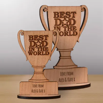 Personalised Best Dad Wooden Trophy Keepsake