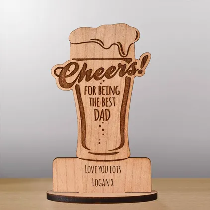 Personalised Best Dad Wooden Pint Glass Keepsake