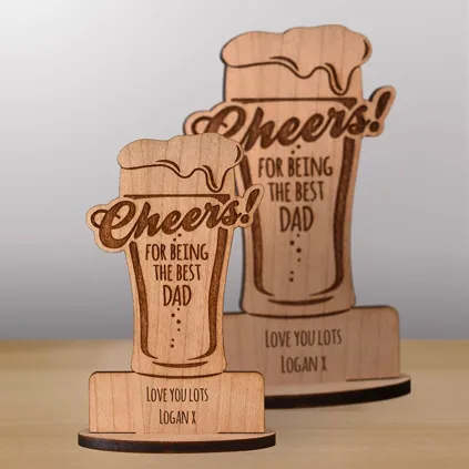 Personalised Best Dad Wooden Pint Glass Keepsake