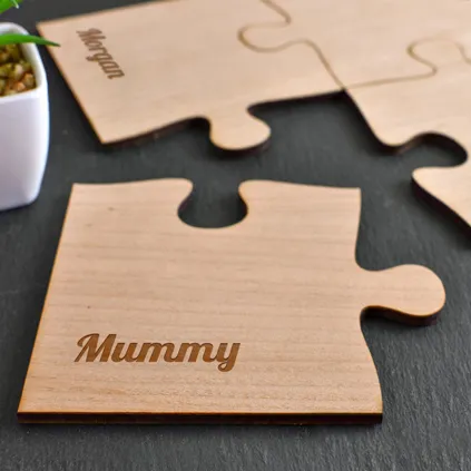 Personalised Jigsaw Puzzle Wooden Coaster Set