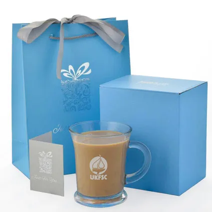 Personalised Logo Engraved Glass Tea Mug