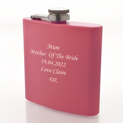 Engraved Pink Hip Flask Any Message