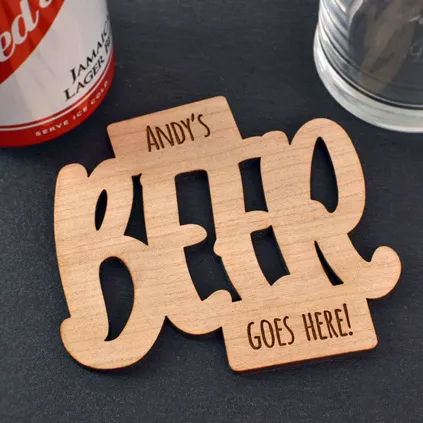 Personalised Beer Goes Here Wooden Coaster