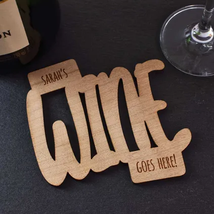 Personalised Wine Goes Here Wooden Coaster