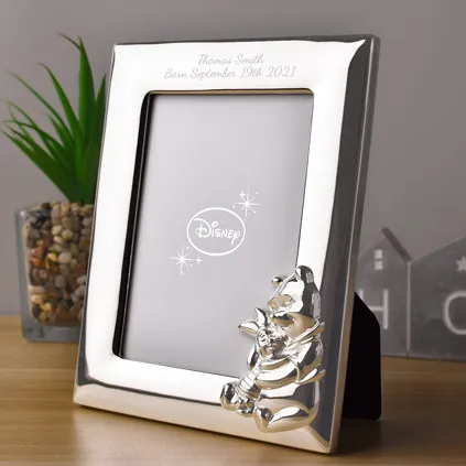 Personalised Disney Winnie The Pooh Silver Plated Photo Frame