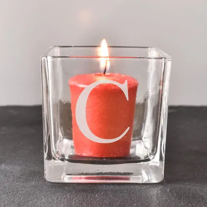 Personalised Square Candle Holder Any Initial Engraved