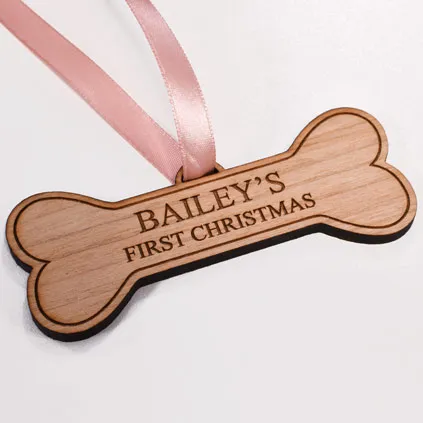 Personalised Pet Christmas Bauble - Dog Bone Any Message