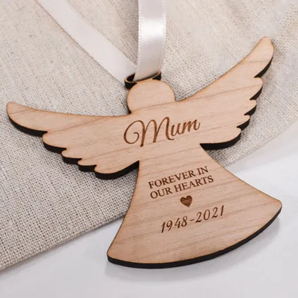 Personalised Angel Memorial Christmas Bauble Forever In Our Hearts