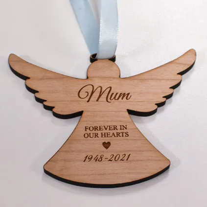 Personalised Angel Memorial Christmas Bauble Forever In Our Hearts