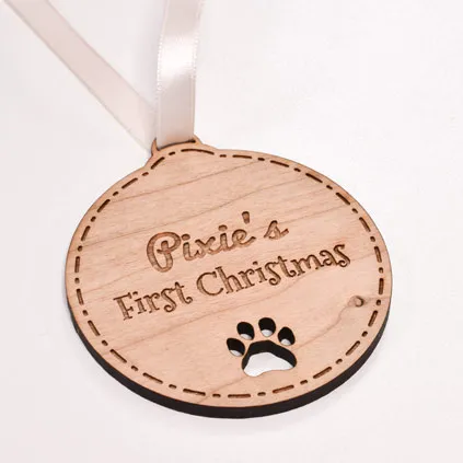 Personalised Pets First Christmas Wooden Bauble