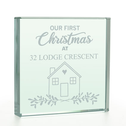Personalised Glass Token - First Christmas New Home Gift