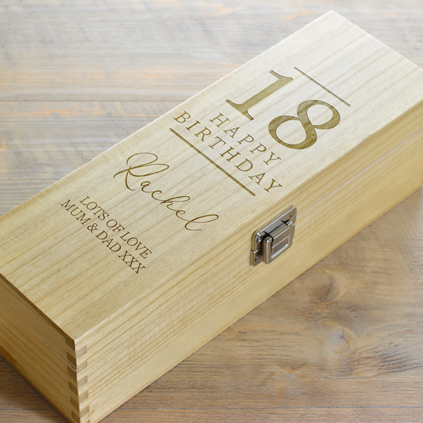 Happy 18th Birthday Personalised Wine Box