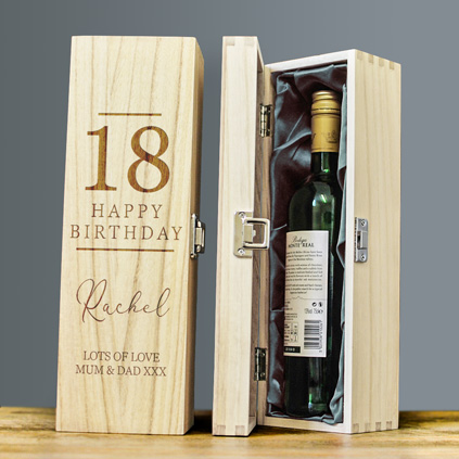 Happy 18th Birthday Personalised Wine Box