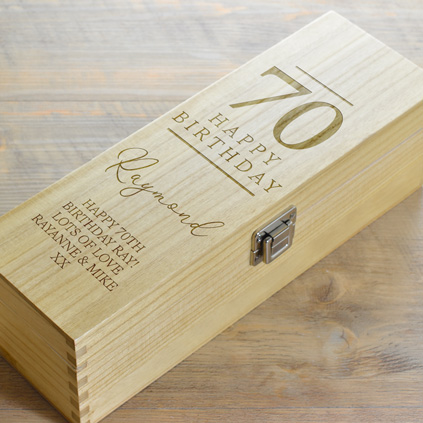 Happy 70th Birthday Personalised Wine Box
