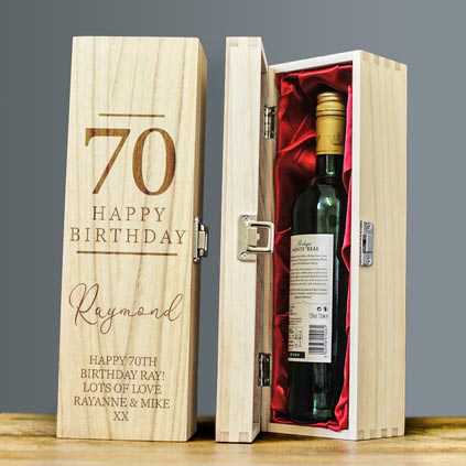 Happy 70th Birthday Personalised Wine Box