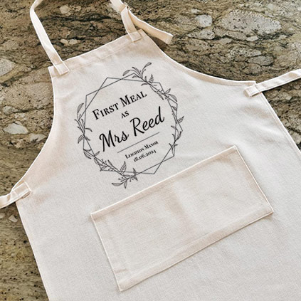 Personalised First Meal as Mr/Mrs Protective Wedding Apron