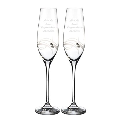Personalised Apollo Champagne Flute Set With Swarovski Elements