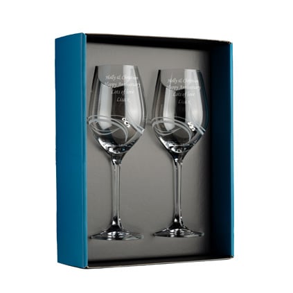 Personalised Apollo Wine Glass Set With Swarovski Elements