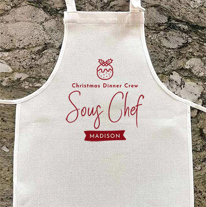 Personalised Christmas Dinner Sous Chef Kids Apron