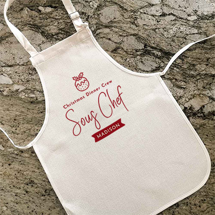Personalised Christmas Dinner Sous Chef Kids Apron
