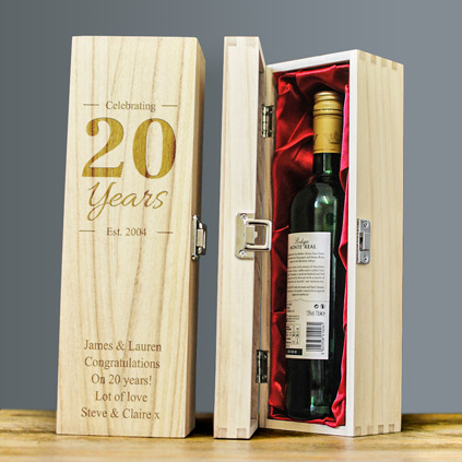 Personalised Wooden Wine Box Anniversary Gift