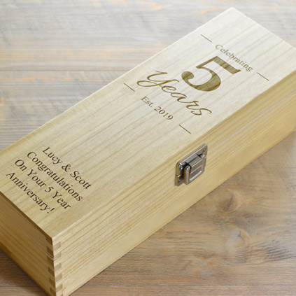 Personalised Wooden Wine Box Anniversary Gift
