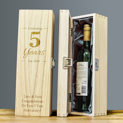 Personalised Wooden Wine Box Anniversary Gift