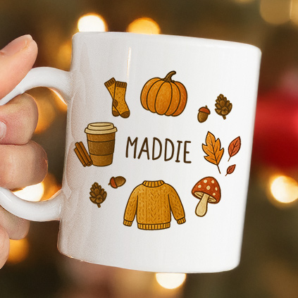Personalised Autumn Icons Mug